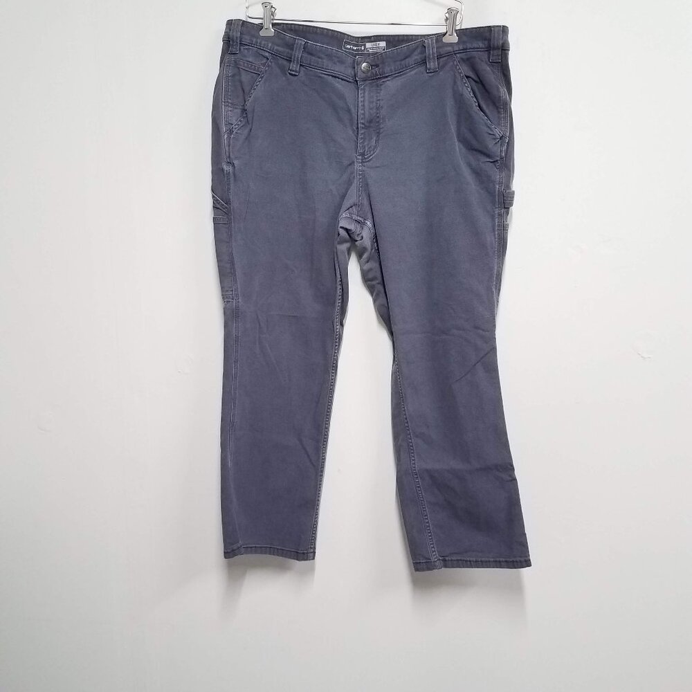 Carhartt Rugged Loose Fit Pants Gray Womens 18 Canvas Cargo Work BN2080-W